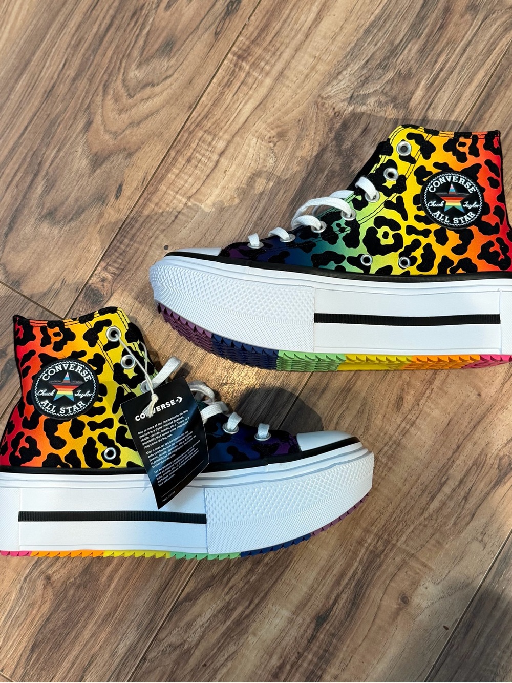 NEW RAD Converse High-Top Platform Sneakers in Rainbow Leopard • Size: 6.5 / 8.5